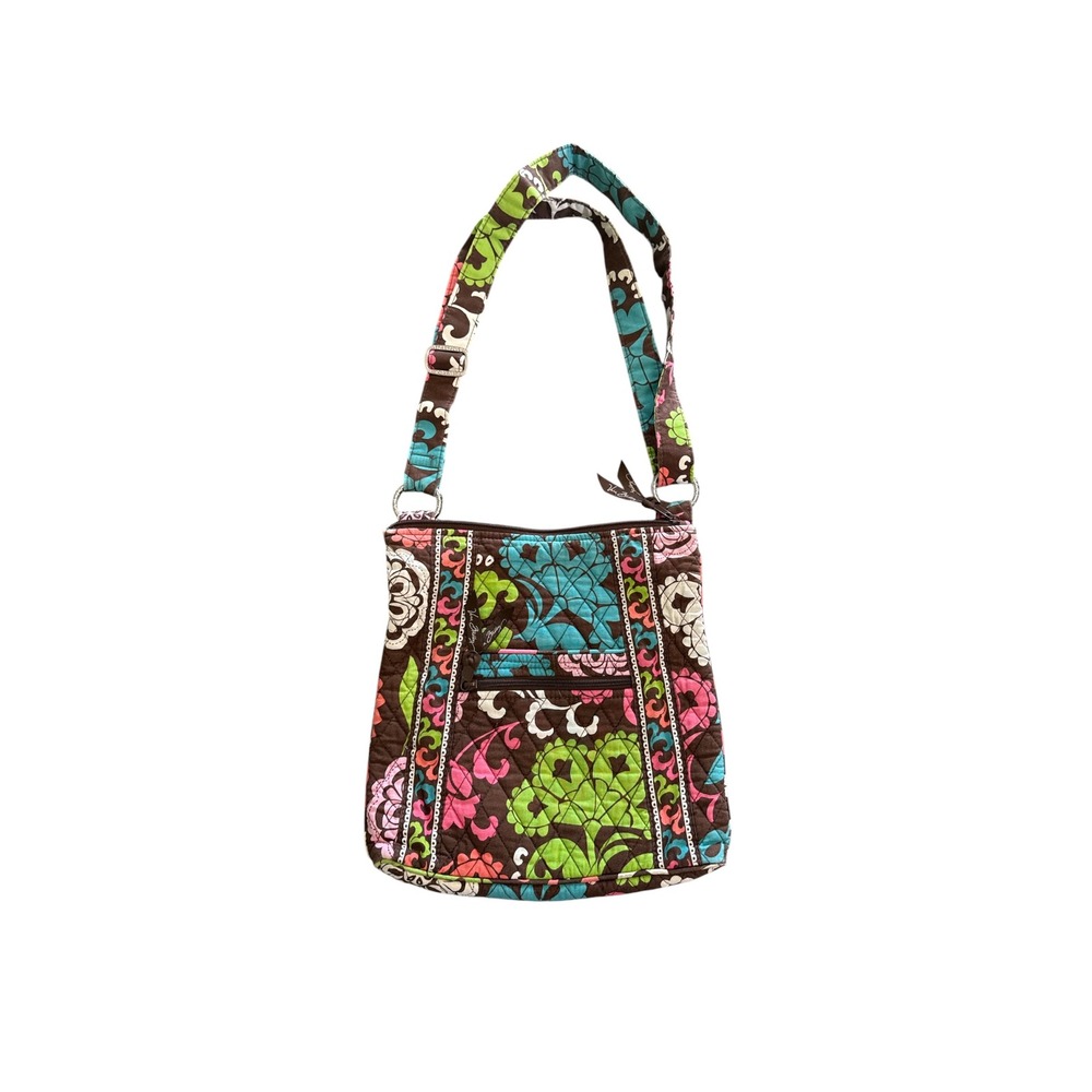 Vera Bradley Lola Floral Quilted Cotton Crossbody Hipster Bag Brown Pink